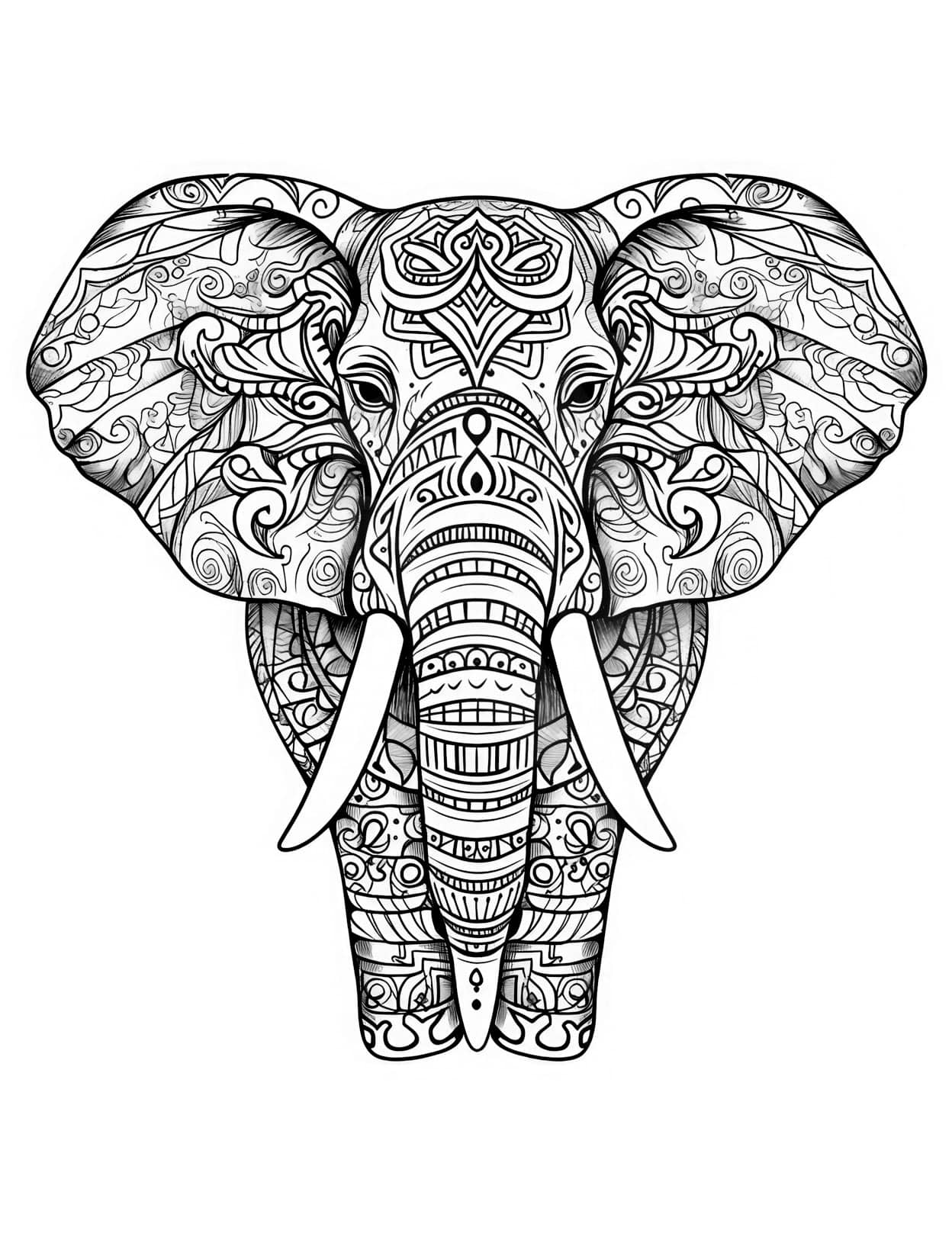 Majestic elephant coloring pages for adults and kids