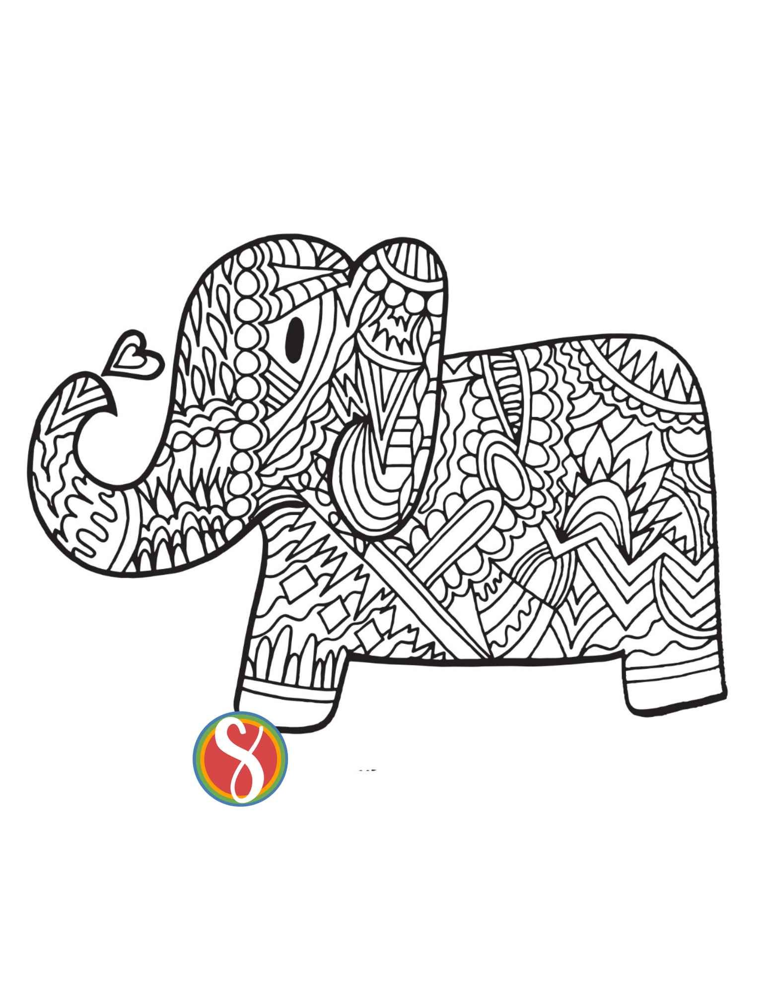 Free elephant coloring pages â stevie doodles