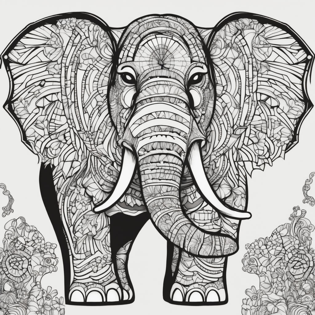 Coloring book template simple elephant face