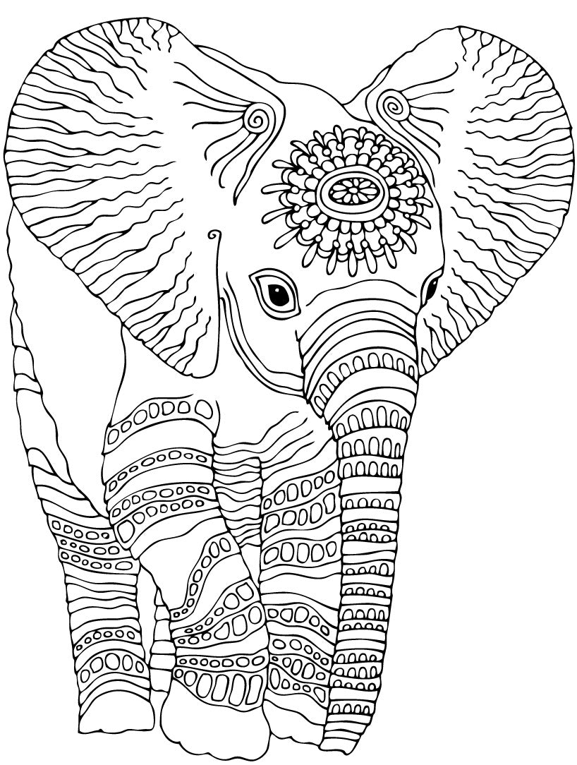 Elephants pdf coloring book