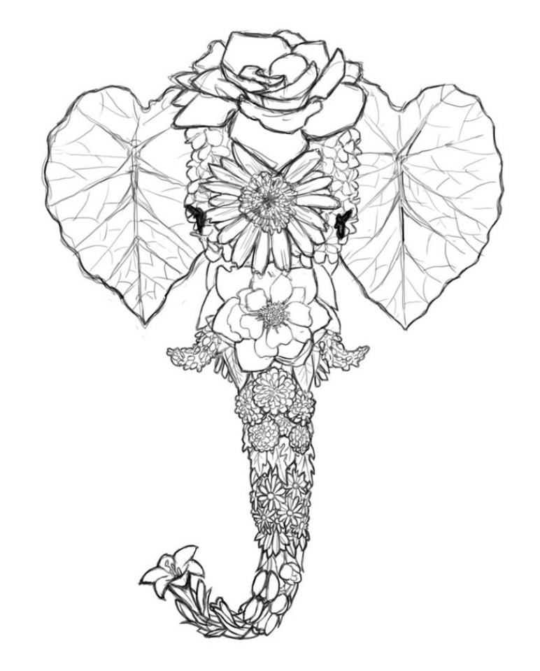 Get this free printable elephant coloring pages for adults gj
