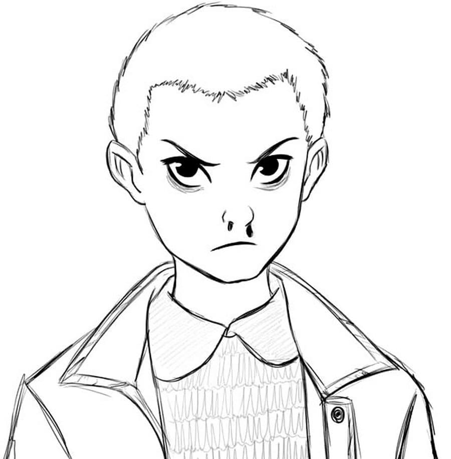 Eleven stranger things image coloring page