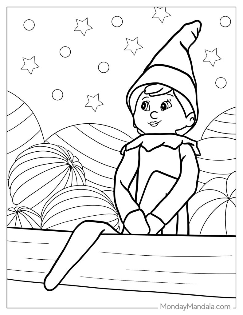 Elf on the shelf coloring pages free pdf printables