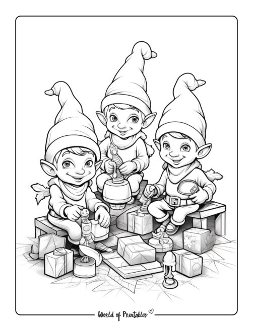 Elf coloring pages for kids adults