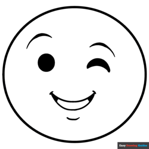 Winking emoji coloring page easy drawing guides