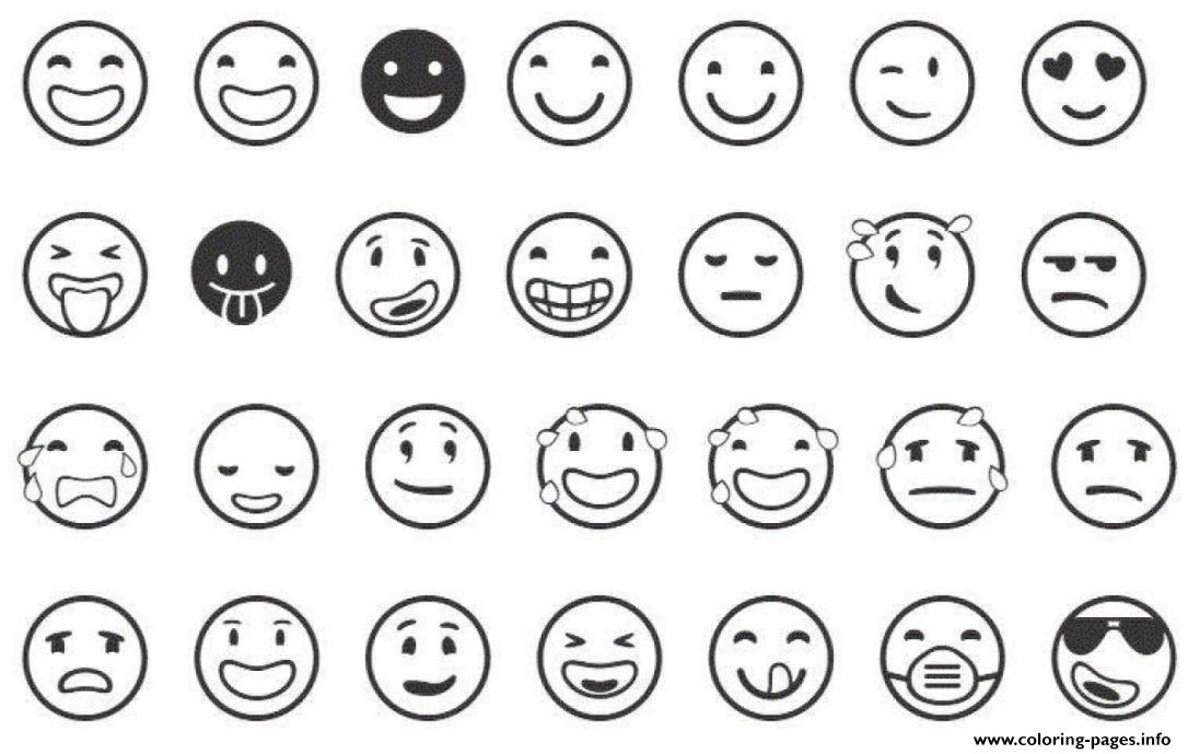 Emoji list coloring page printable