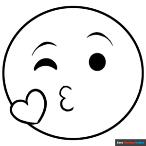 Kiss emoji coloring page easy drawing guides