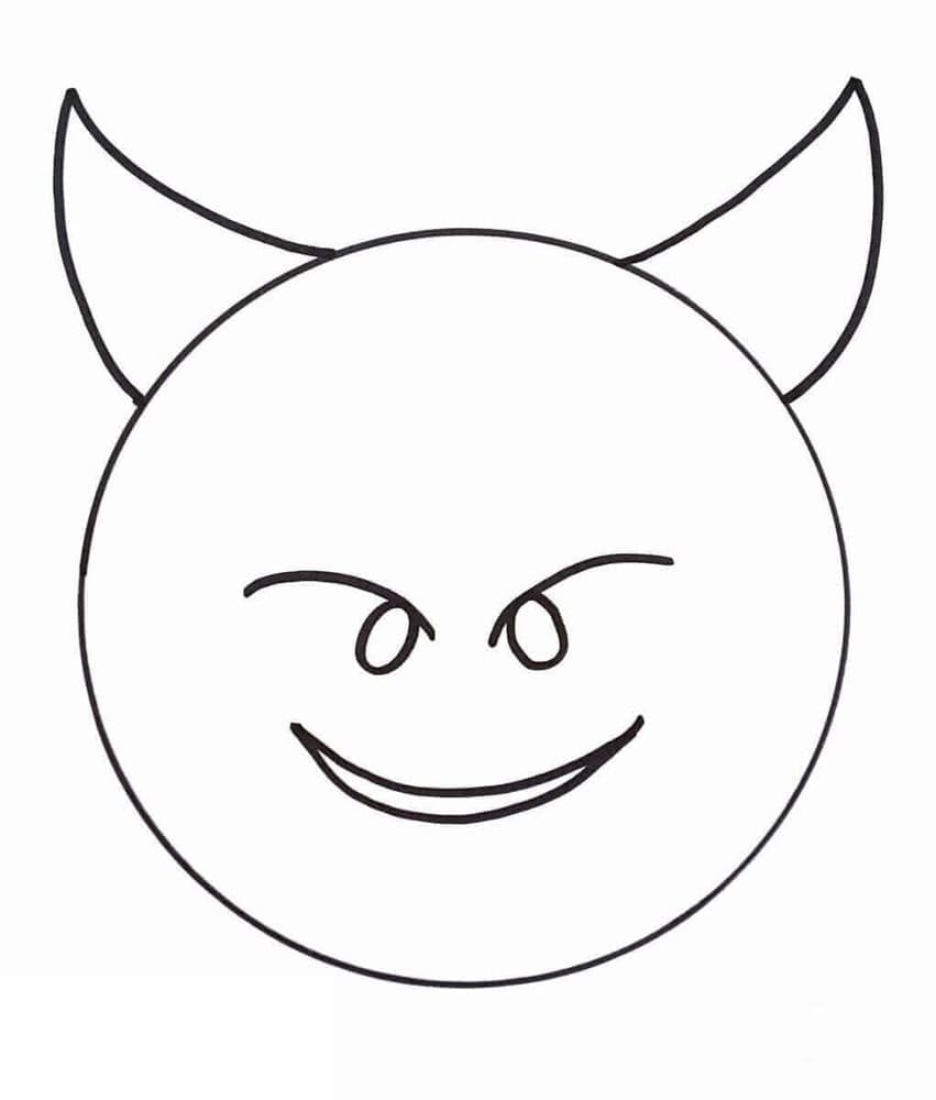 Smiling face with horns emoji coloring page