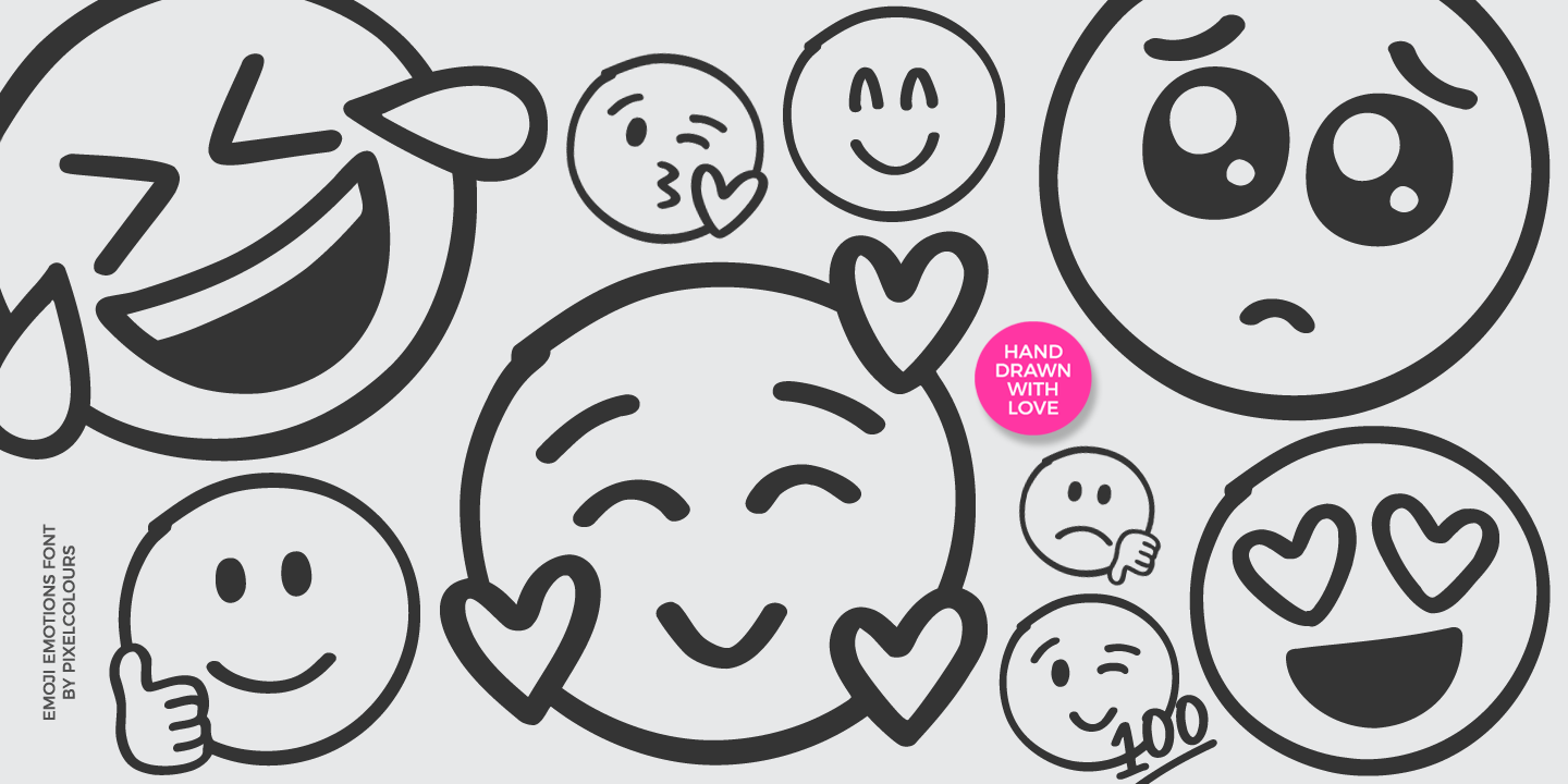 Emoji emotions font family typeface story