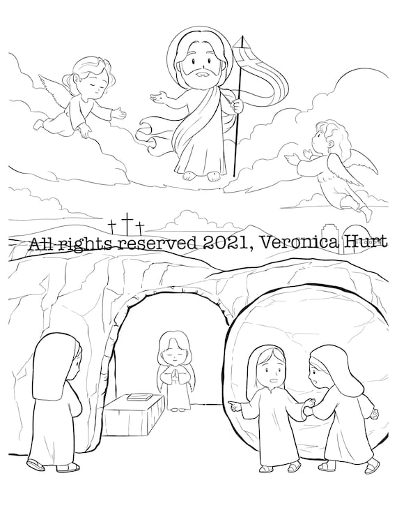 Easter resurrection coloring page for kids