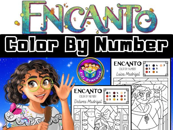 Encanto color by number activities i printable coloring pages math worksheets teaching resources