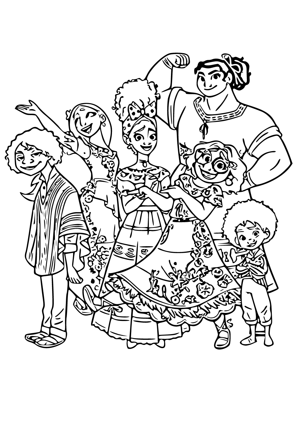 Free printable encanto characters coloring page for adults and kids