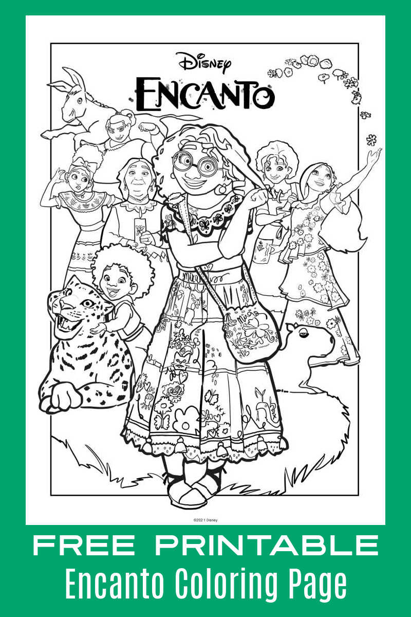 Free printable encanto madrigal family coloring page