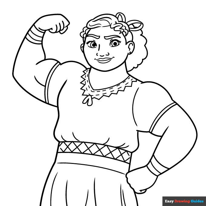 Luisa from encanto coloring page easy drawing guides