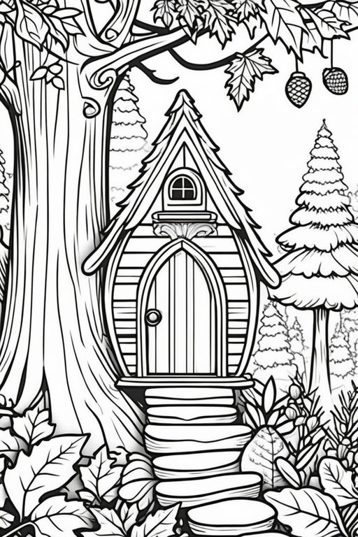 Enchanted forest coloring page