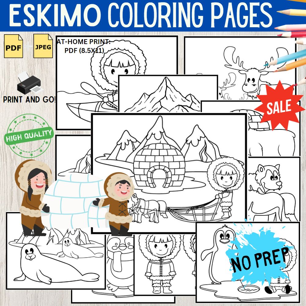 Eskimo coloring pages fun and educational arctic activity for kids made by teachers