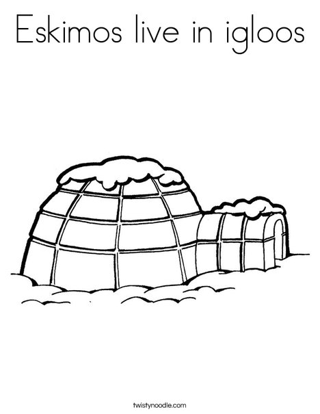 Eskimos live in igloos coloring page
