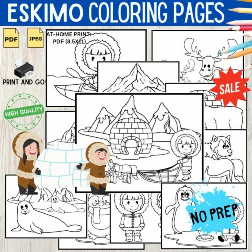 Eskimo coloring pages fun and educational arctic activity for kids made by teachers