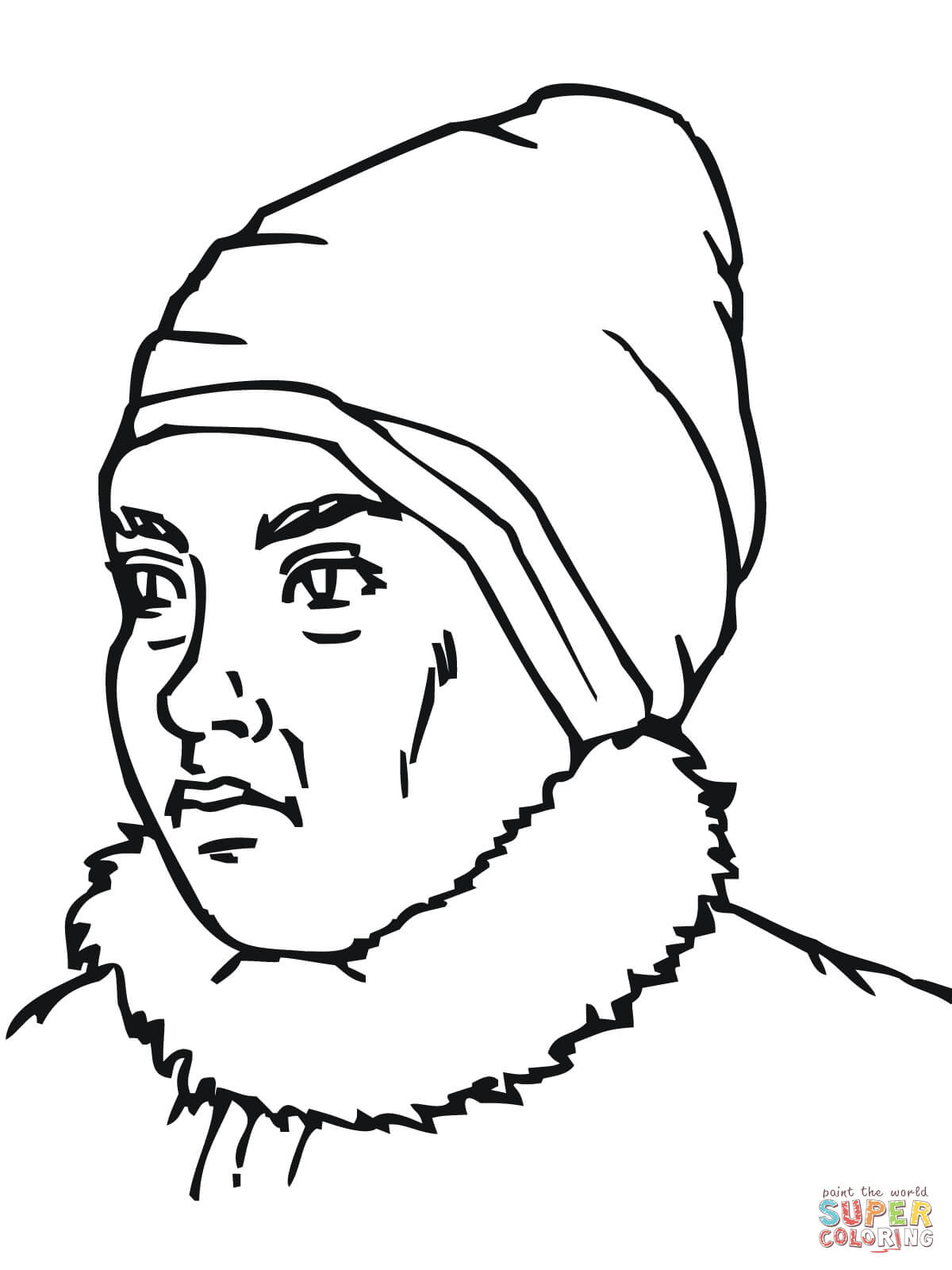 Inuit woman portrait coloring page free printable coloring pages