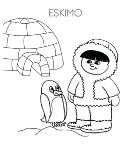 Eskimo and igloo coloring pages playing learning