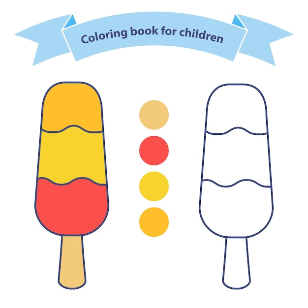Premium vector frozen eskimo on a stick ice cream coloring book for children