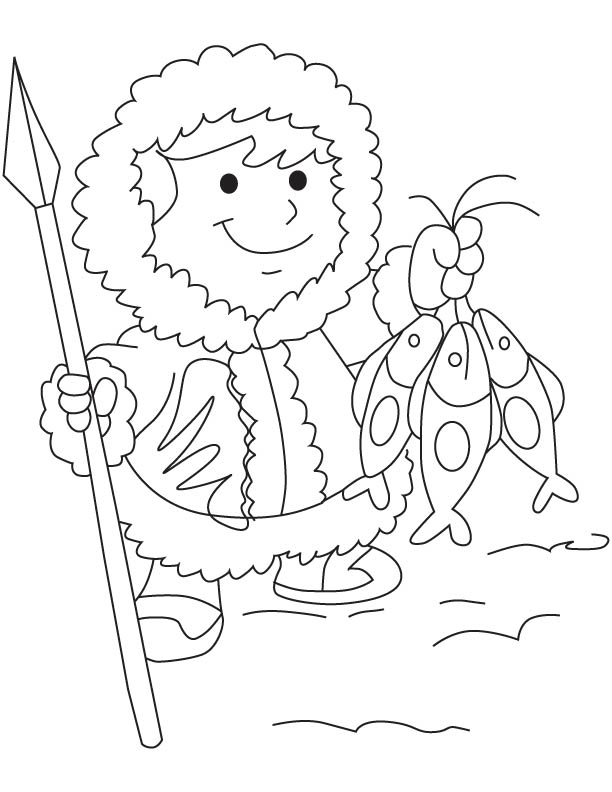 An eskimo with fish coloring page download free an eskimo with fish coloring page for kids best coloring pages