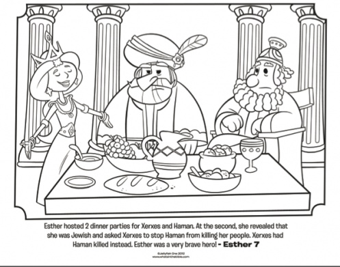 A delightful esther dinner party coloring page