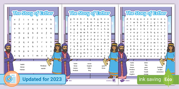 The story of esther bible story differentiated wordsearch