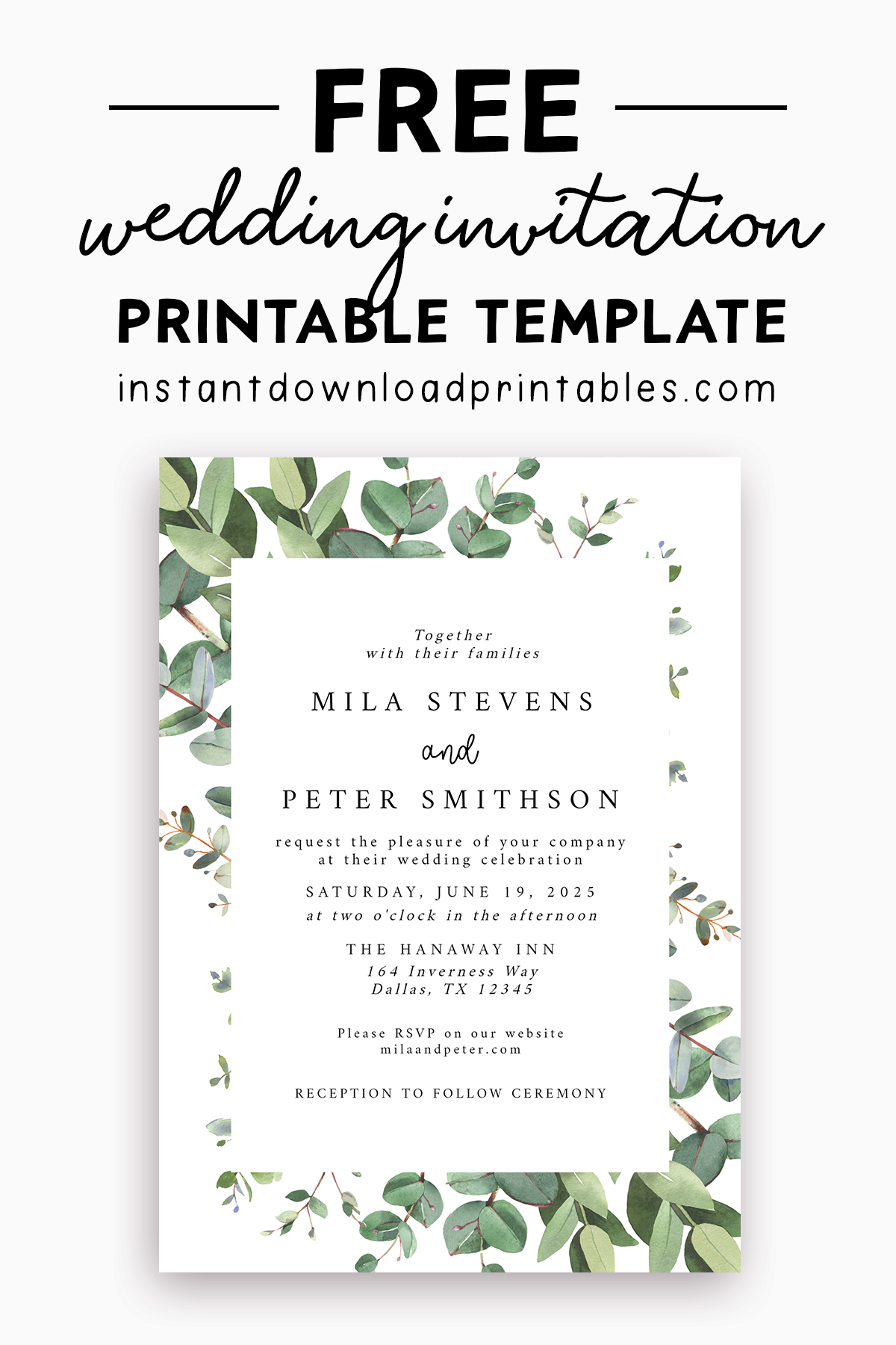 Free wedding invitation template