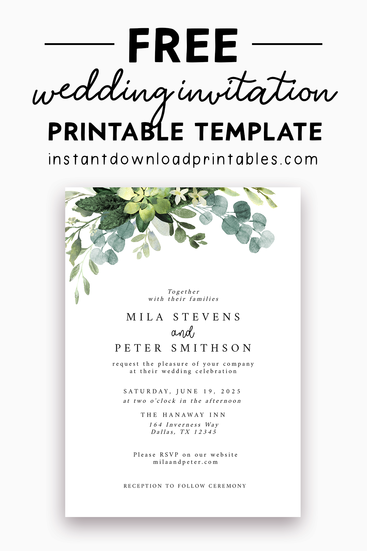 Free wedding invitation template