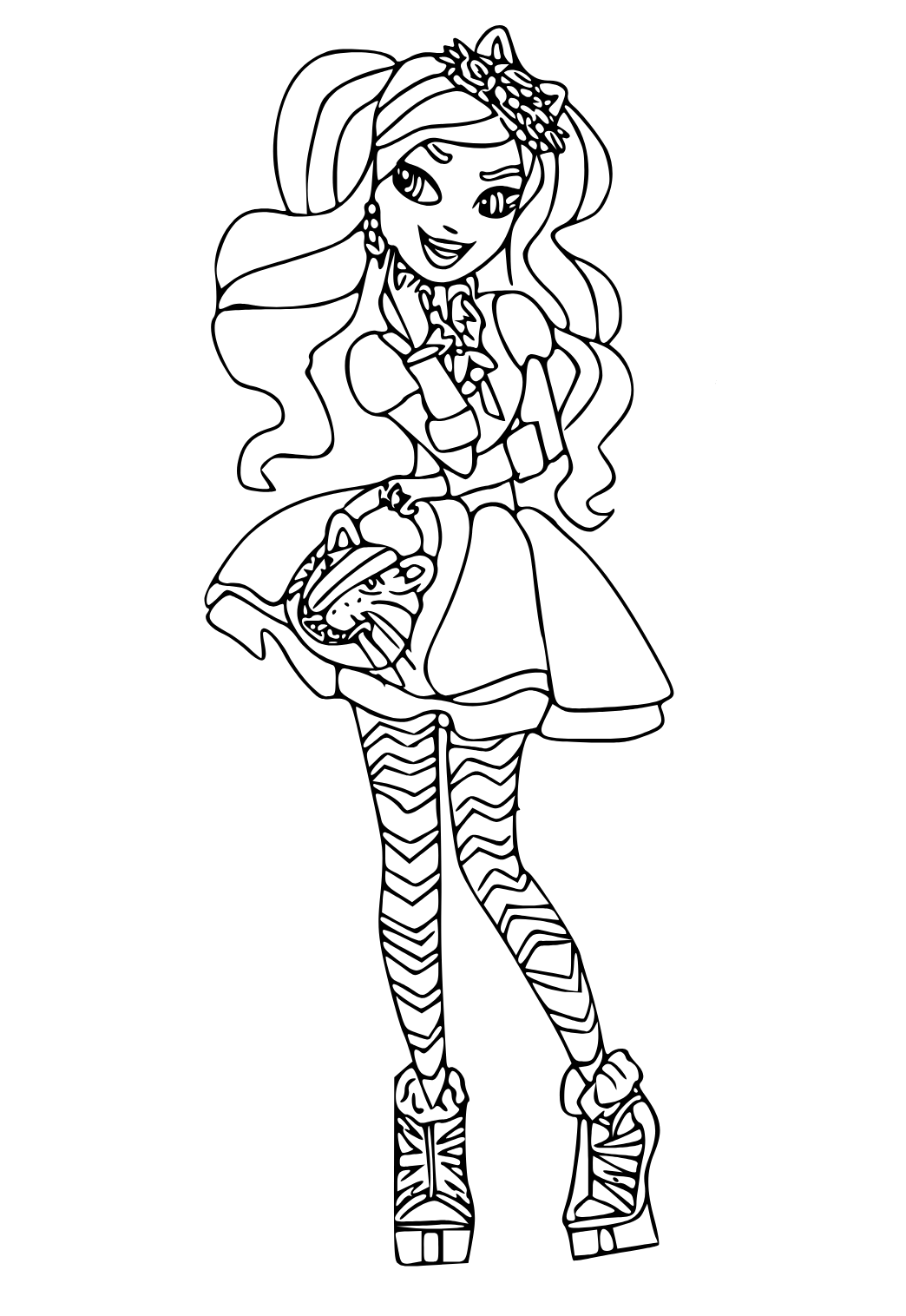 Free printable ever after high tiger coloring page for adults and kids