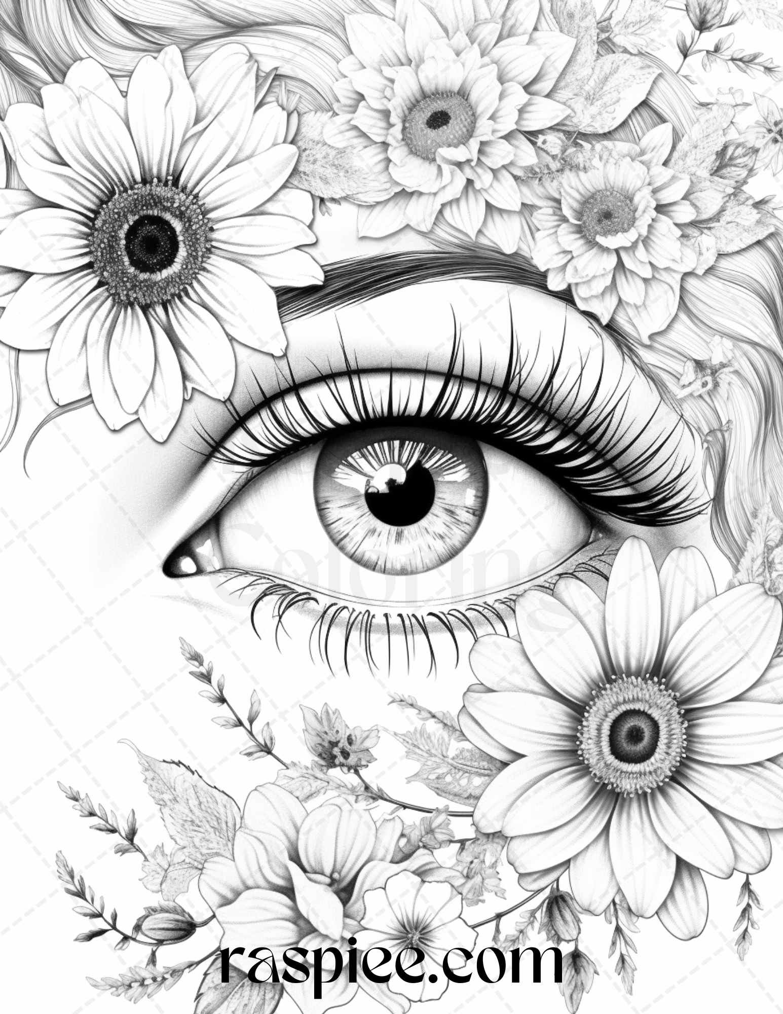 Charming eyes grayscale coloring pages printable for adults pdf fi â coloring