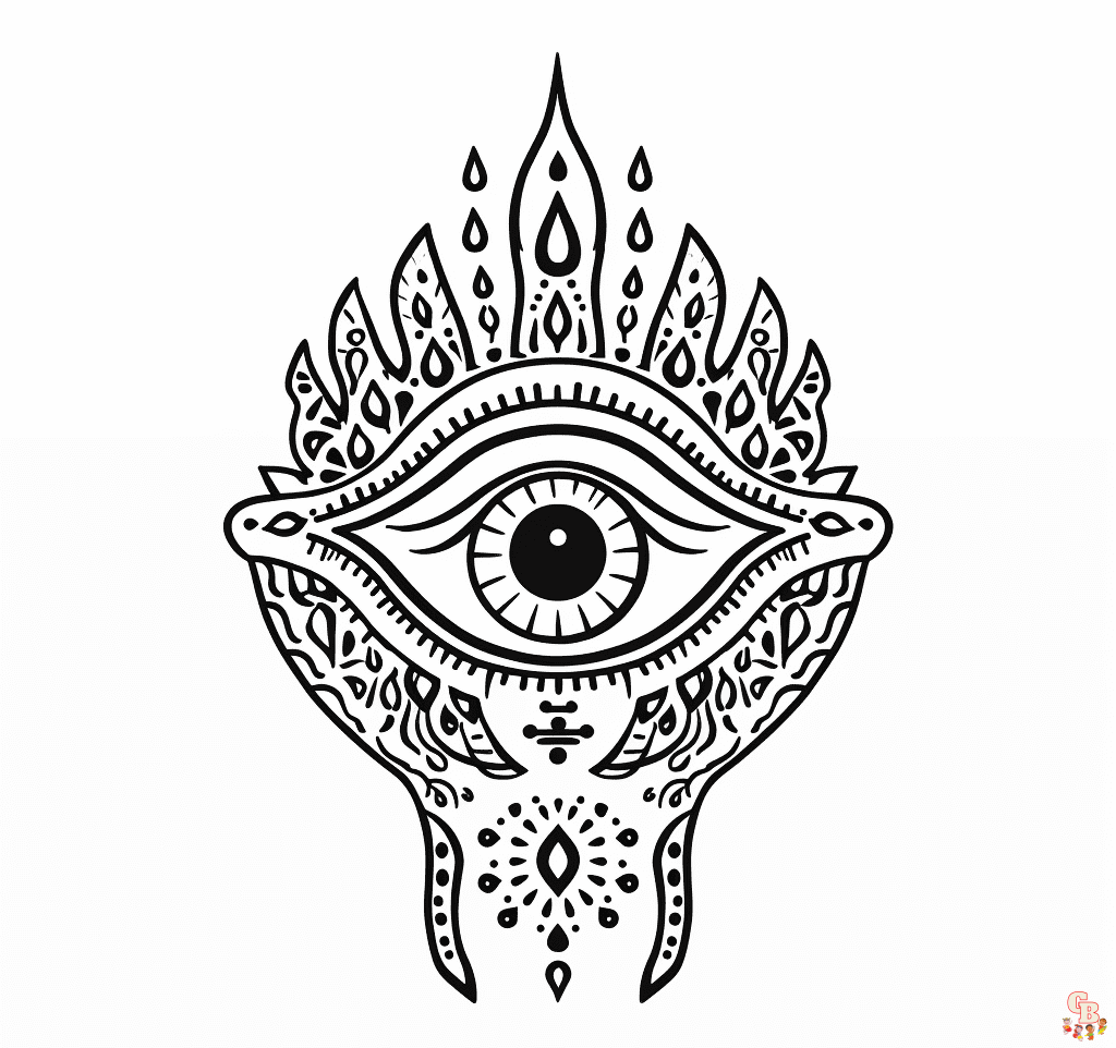 Printable evil eye coloring pages free for kids and adults