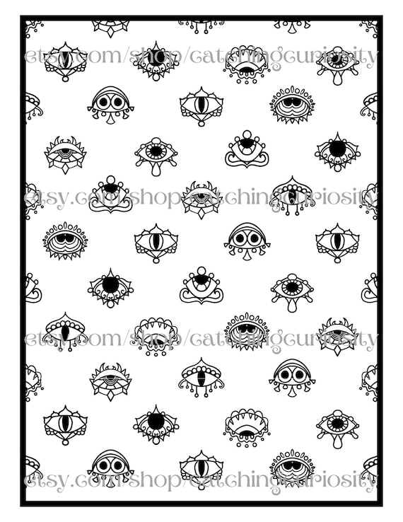 Evil eye adult coloring page printable pdf