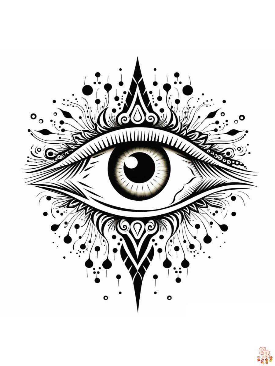 Printable evil eye coloring pages free for kids and adults