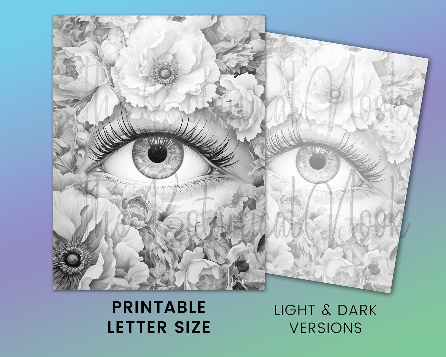 Love eyes coloring book flowers coloring page book adults kids instant download