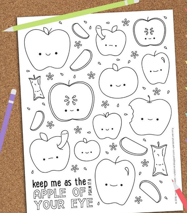 Apple of my eye free printable coloring page