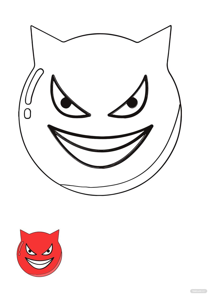 Free evil smiley face coloring page