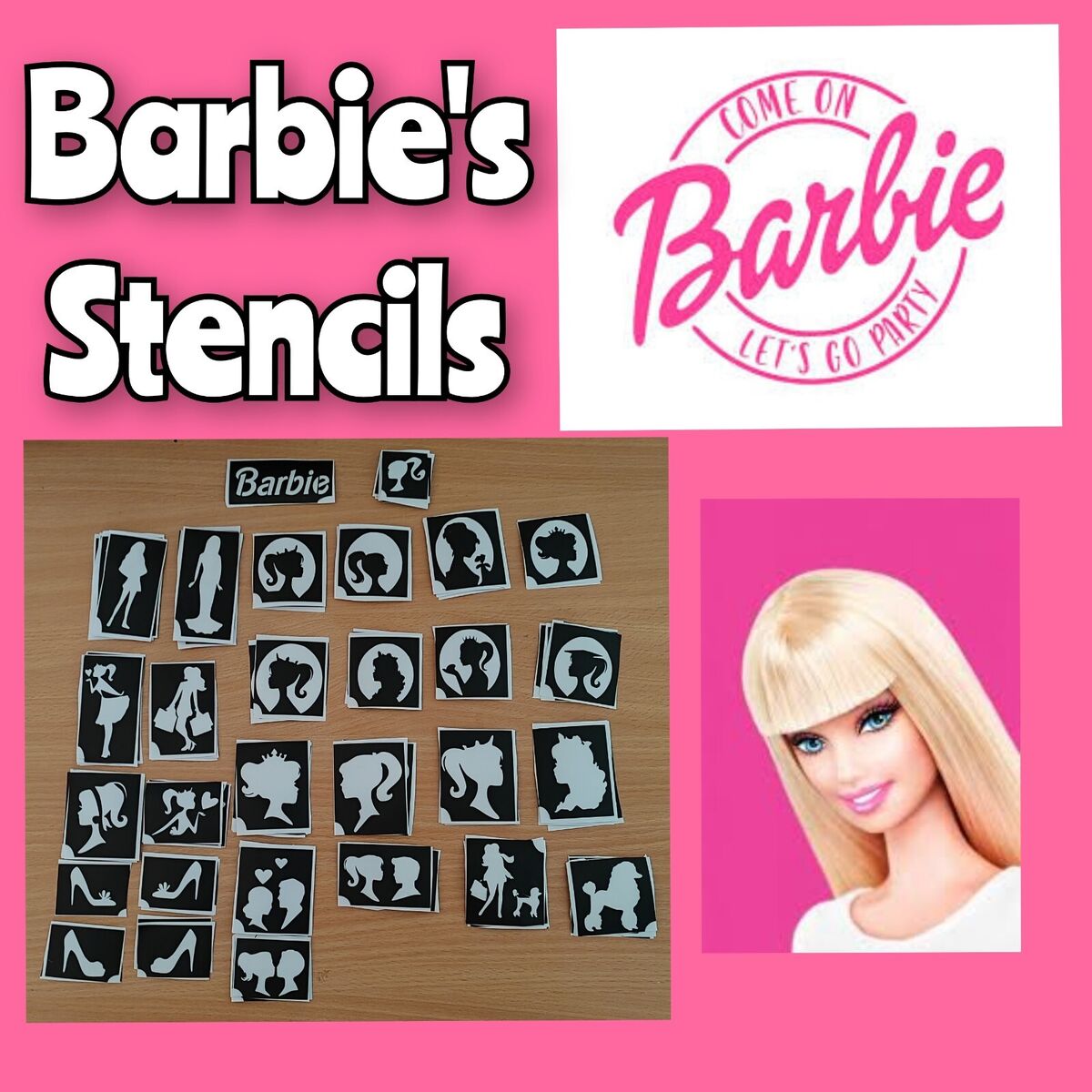 Barbie glitter tattoo face paint stencils birthday party children