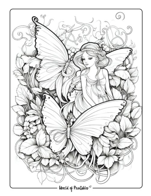Fairy coloring pages for kids adults