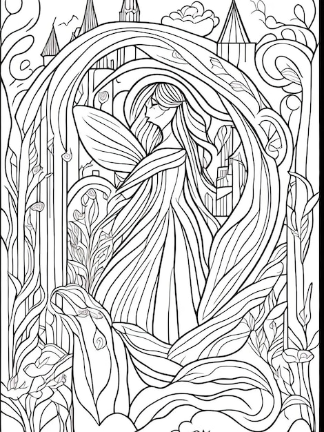 Premium vector unleash creativity printable coloring page of fairy tale kingdom
