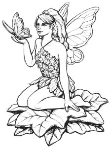Fairy coloring pages for adults kids