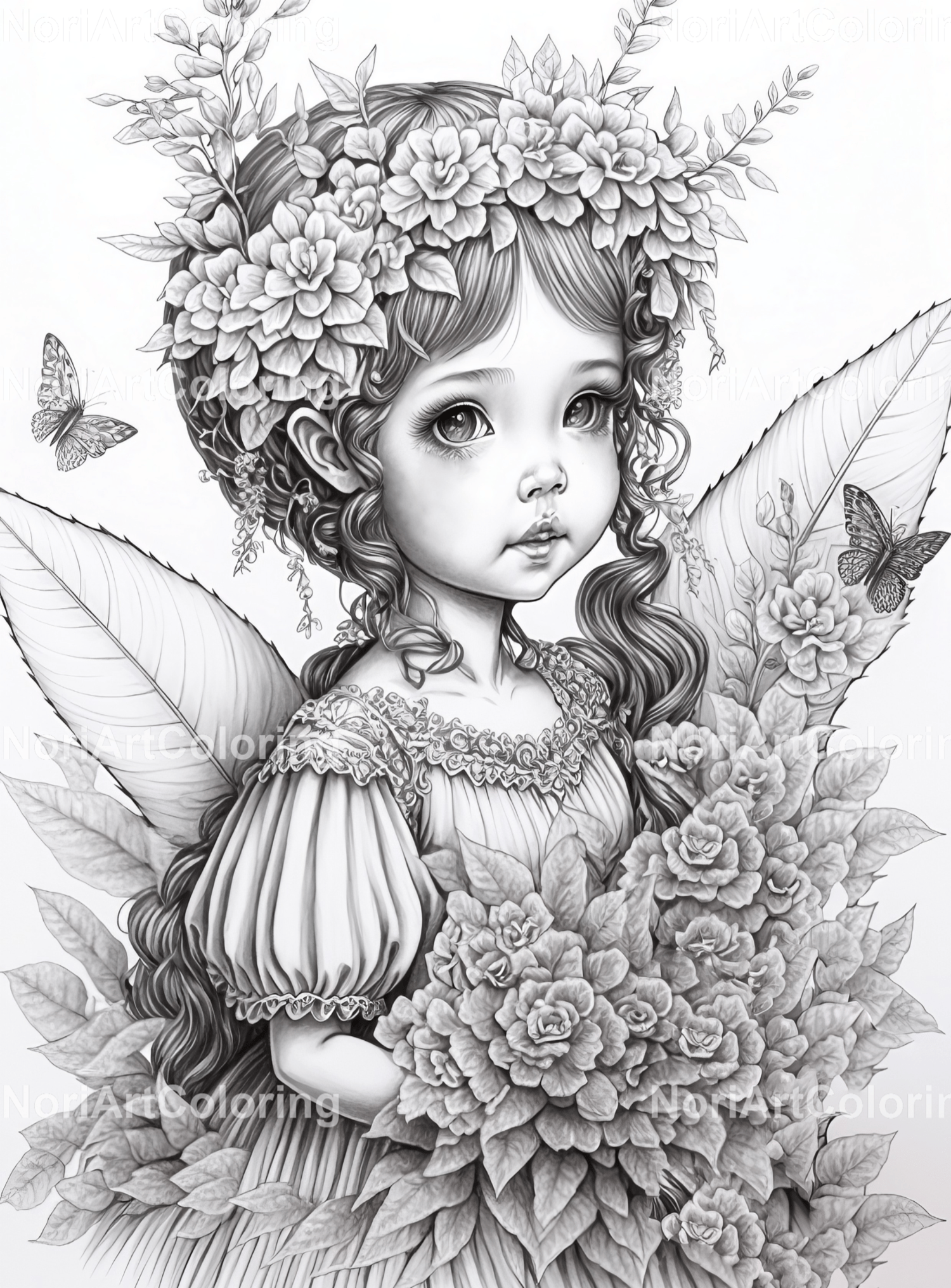 Beautiful fairies coloring pages dark forest printable adult coloring pages download grayscale illustration fairy gnomes