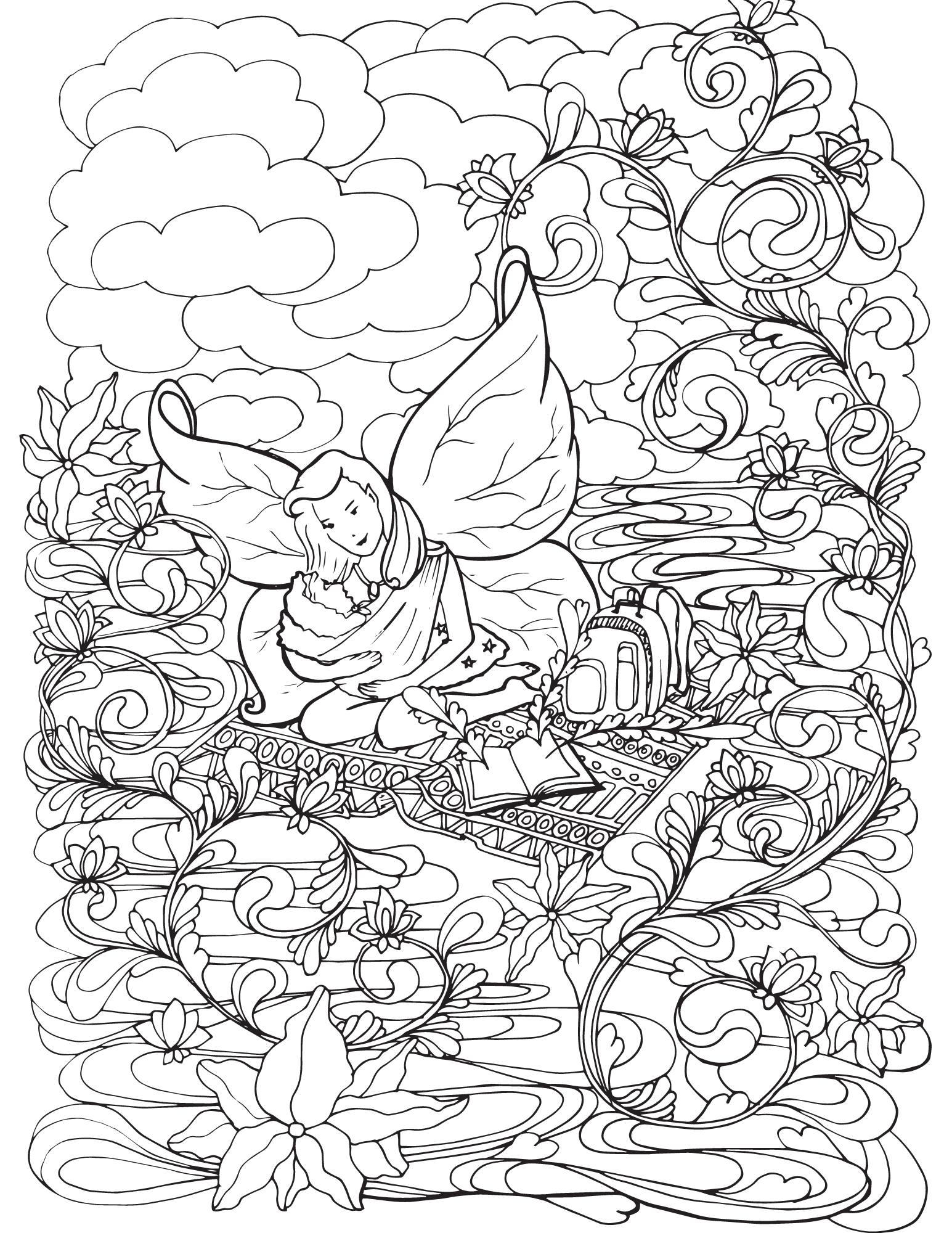 Free fairy coloring pages for kids and adults