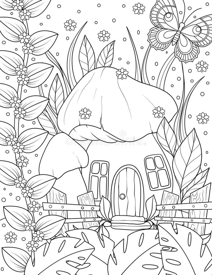 Fairy house coloring page stock illustrations â fairy house coloring page stock illustrations vectors clipart