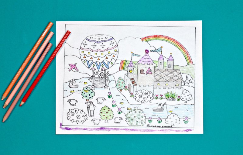 Imaginative fairy tale coloring page