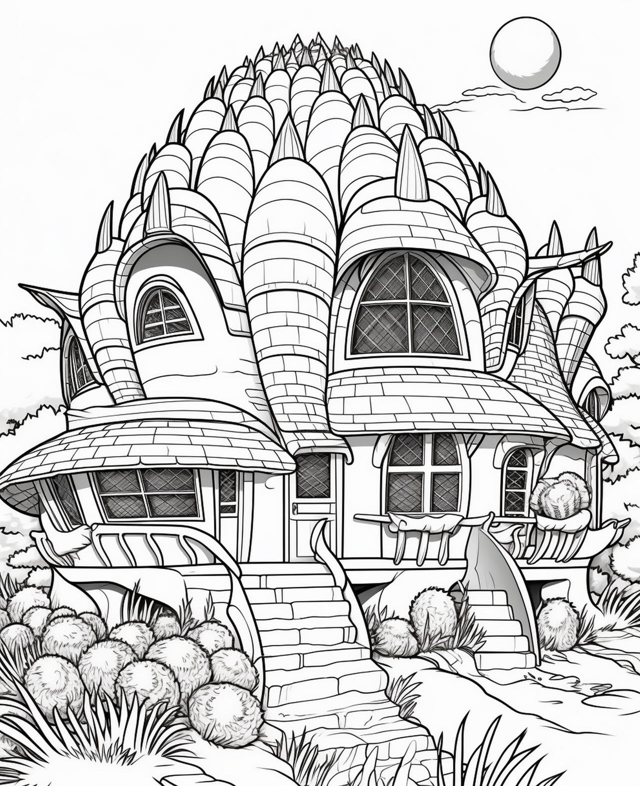 Fairytale houses coloring pages premium quality by coloringbooksart on