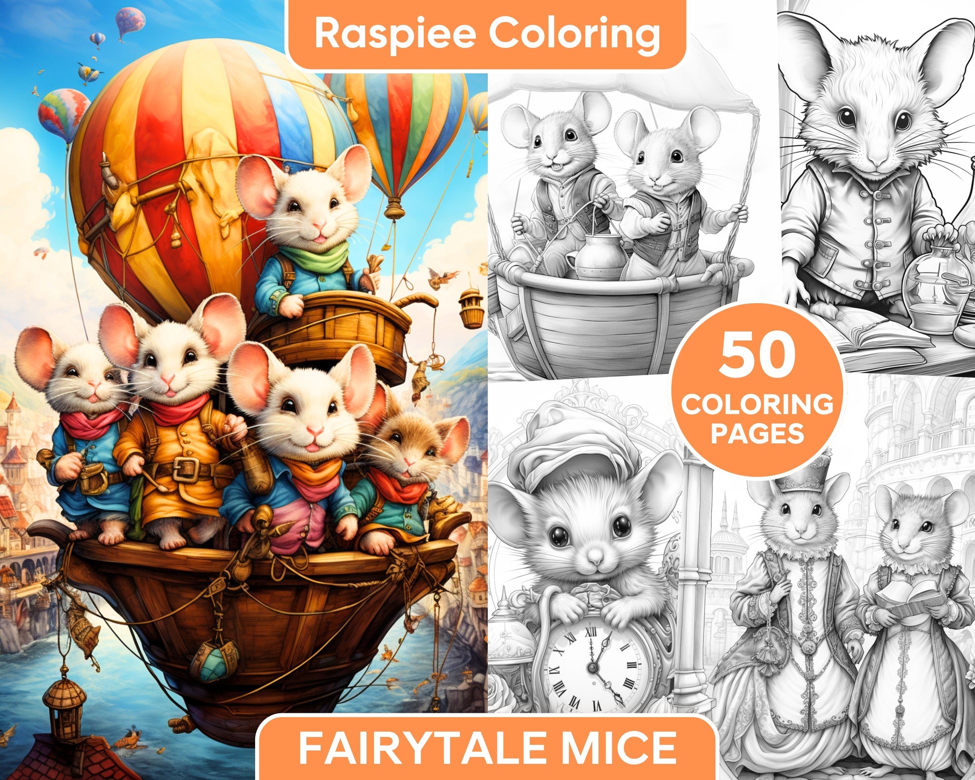 Enchanting fairytale mice grayscale coloring pages printable for ad â coloring