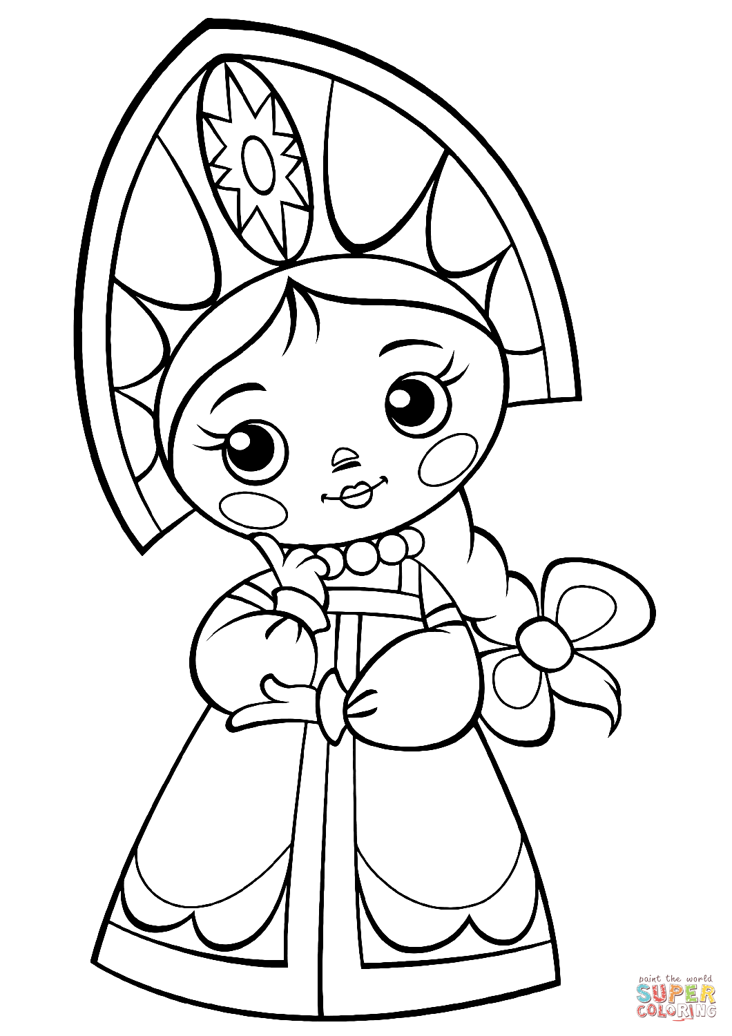 Girl from russian fairy tale coloring page free printable coloring pages