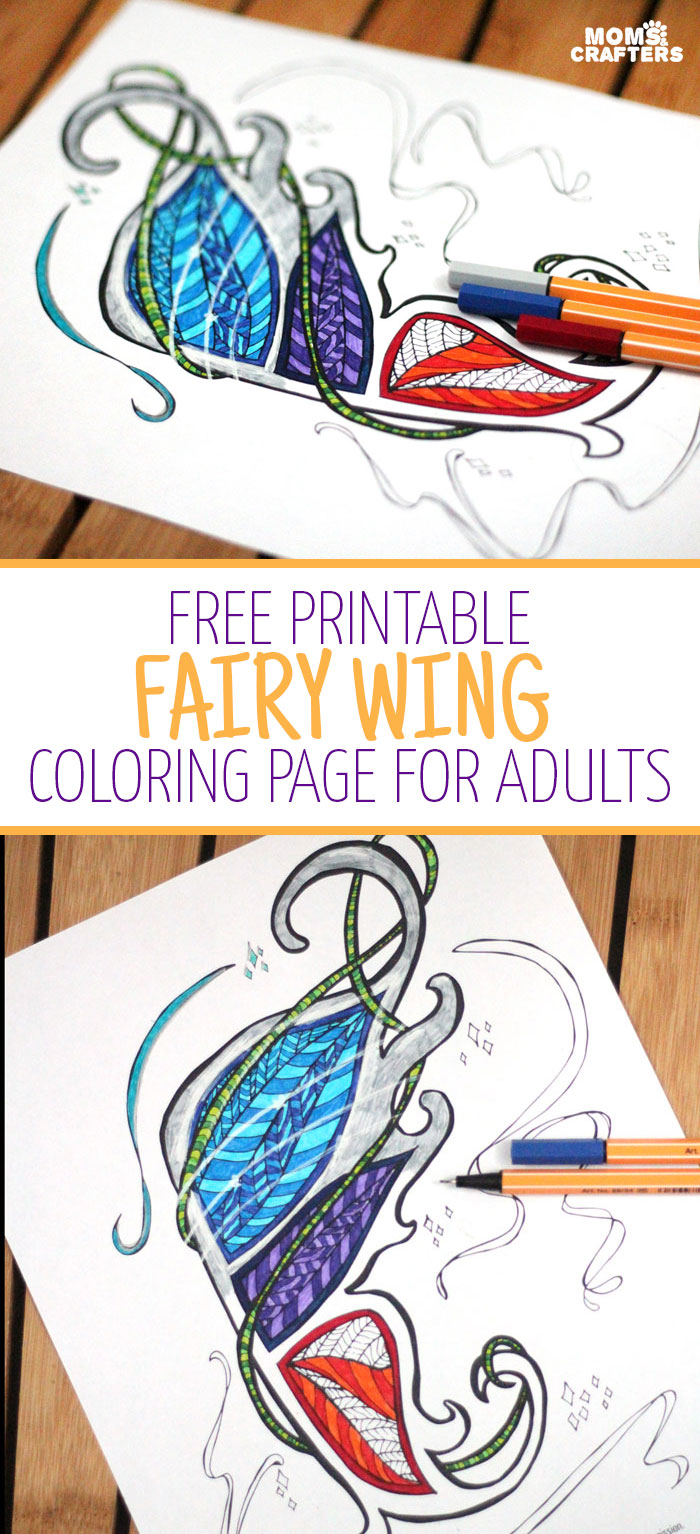Free printable fairy coloring page for adults moms and crafters
